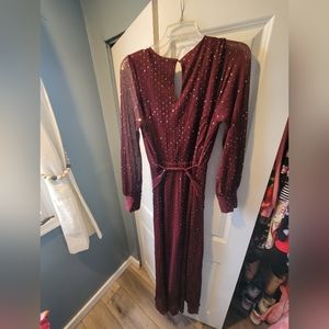 Baltic born wine colored sparkle gown- XL